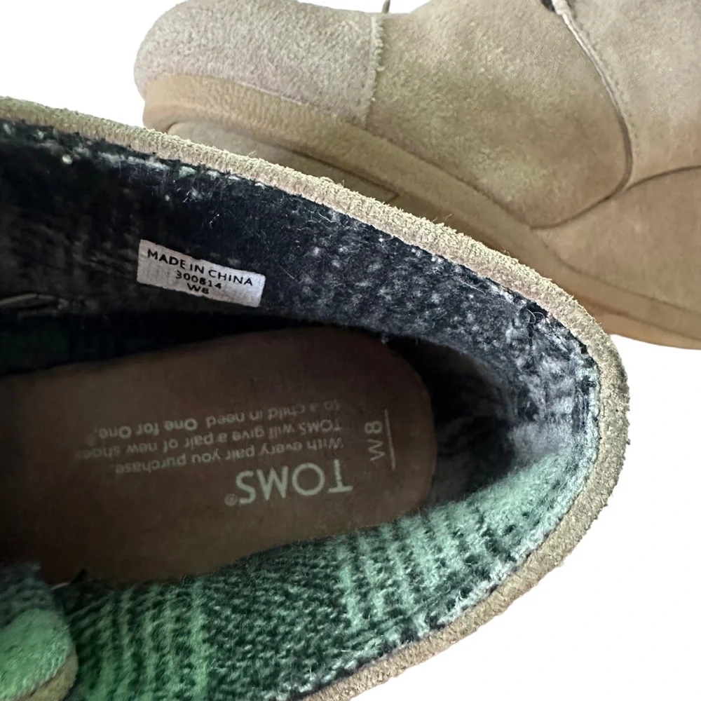 TOMS Ankle Booties Suede Leather Lace Up Wedges Women's‎ Shoes Size 8